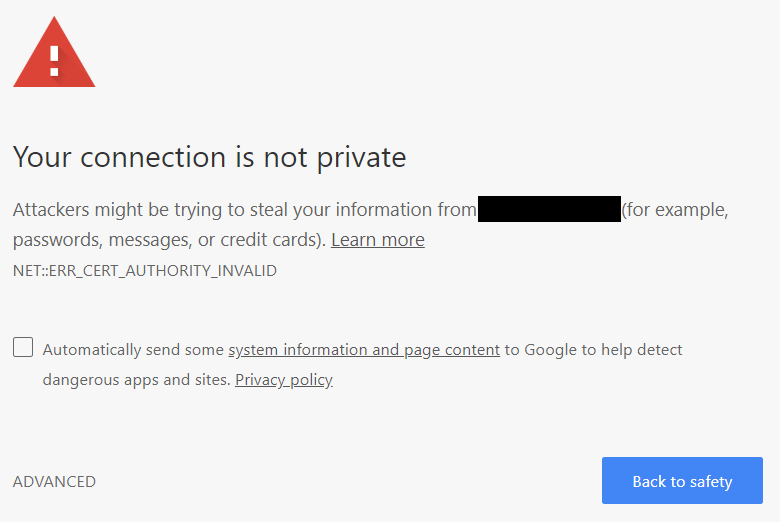 Browser Certificate Warning
