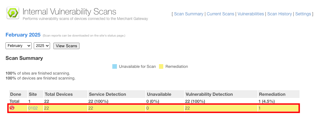 AcuVigil Internal Scans App device list