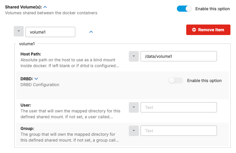 Shared Volumes hash in SC//Reliant Platform Manager