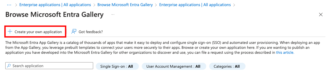 Entra application creation