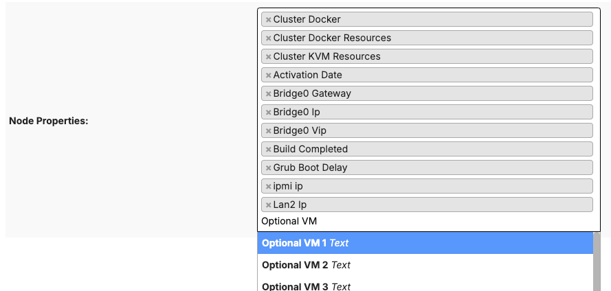 Node Group Node Properties list