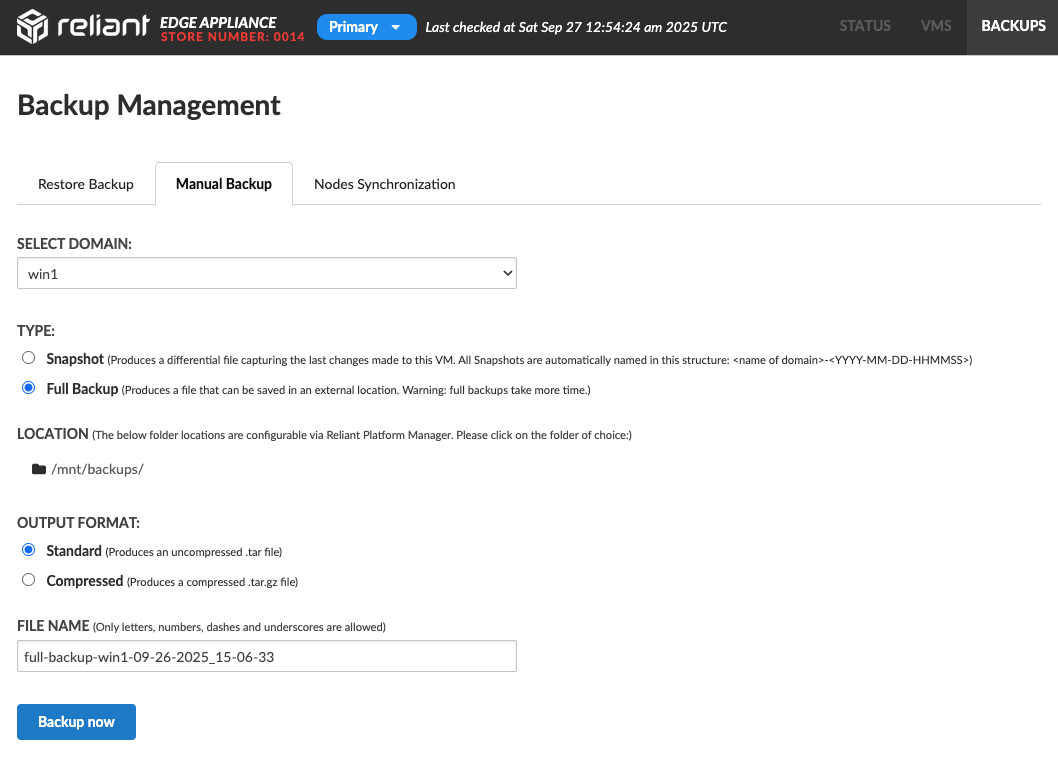 RLSI VM Backup