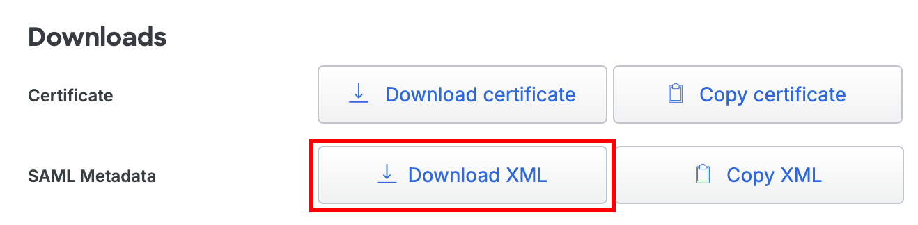 Duo SAML metadata download