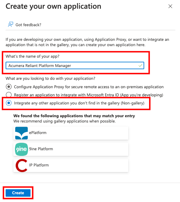 Entra application creation