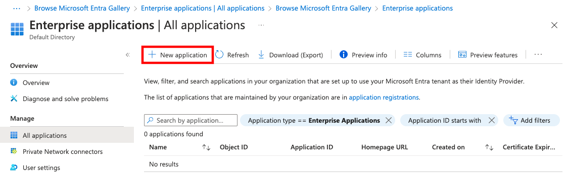 Entra application creation